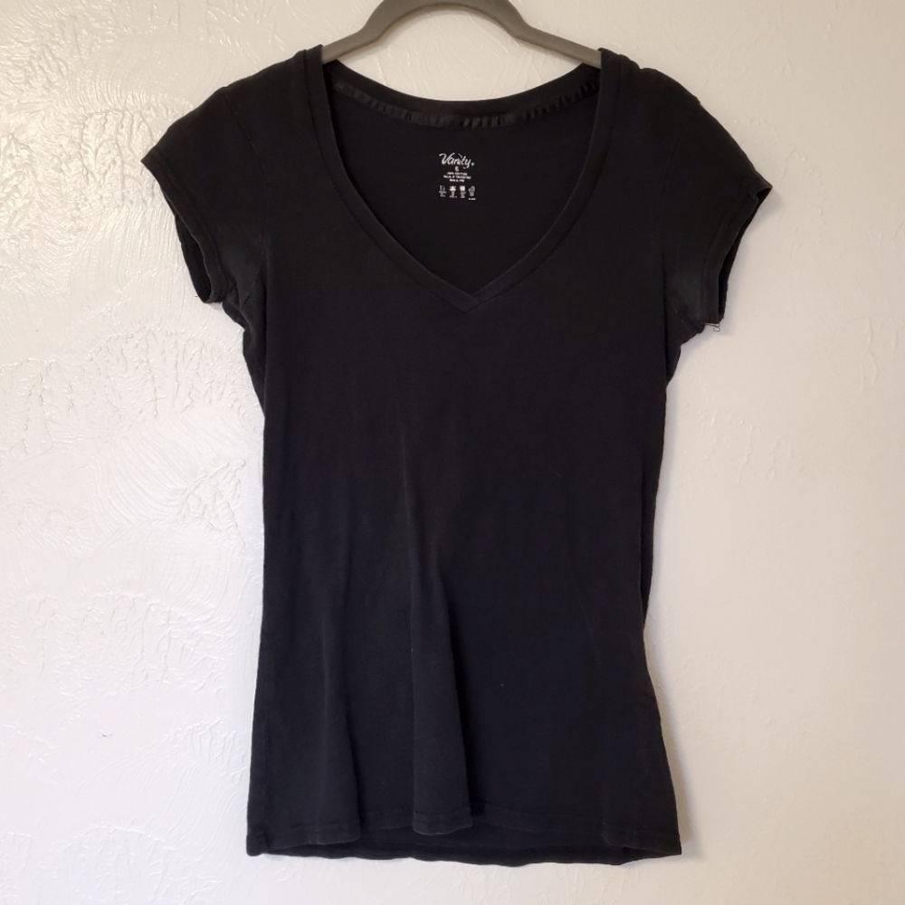 Black V Neck Vanity Tee